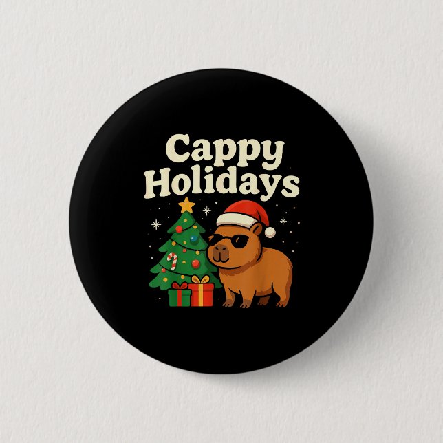 Badge Rond 5 Cm Capybara Christmas Shirt, Funny Capy Holidays  (Devant)
