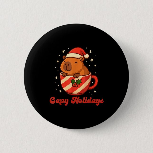 Badge Rond 5 Cm Capybara Christmas Shirt, Funny Capy Holidays  (Devant)