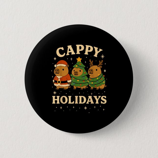 Badge Rond 5 Cm Capybara Christmas Shirt, Funny Capy Holidays  (Devant)