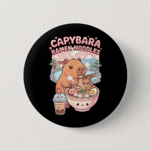 Badge Rond 5 Cm Capybara Drôle Nouilles Ramen Kawaii Capybara Mang