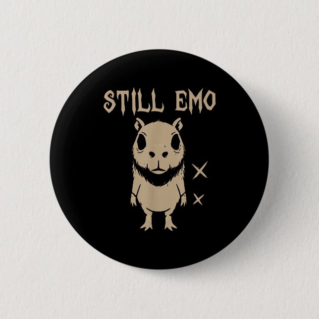 Badge Rond 5 Cm Capybara Emo Goth Punk Toujours Emo (Devant)