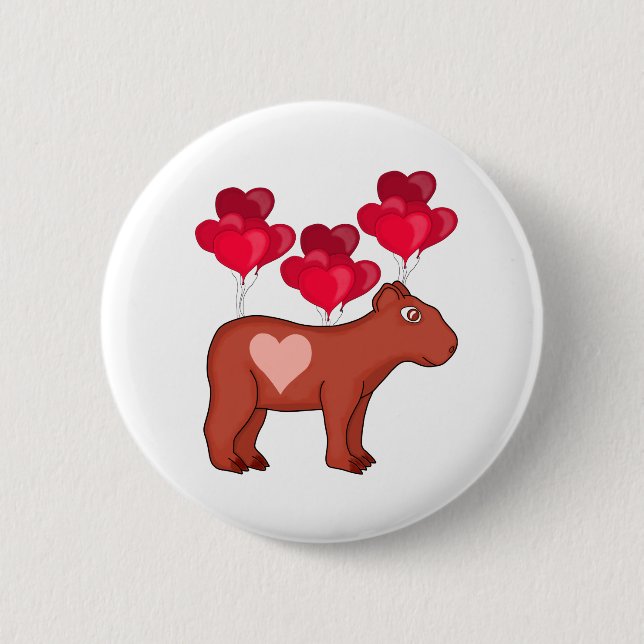 Badge Rond 5 Cm Capybara Hearts Love (Devant)