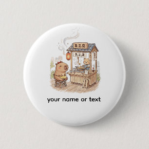 Badge Rond 5 Cm Capybara joyeux au stand de tofu puant Nuit de T