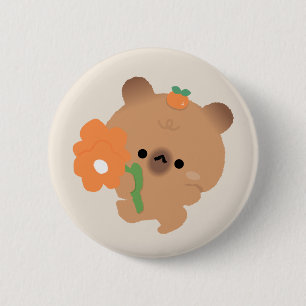 Badge Rond 5 Cm Capybara Romantique Mignon