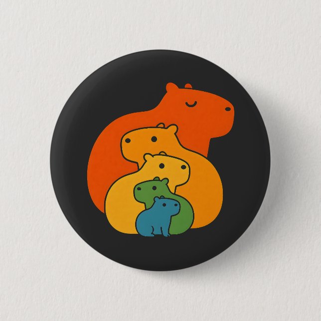 Badge Rond 5 Cm Capybaras arc-en-ciel (Devant)