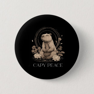 Badge Rond 5 Cm Capyra Peace Cute Yoga 