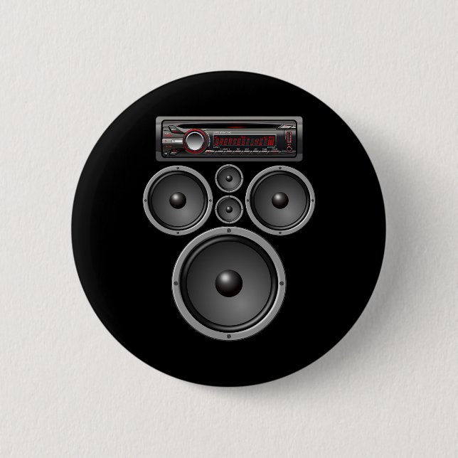 BADGE ROND 5 CM CAR STEREO SPEAKERS SYSTÈME AUDIO HALLOWEEN COSTUM (Devant)