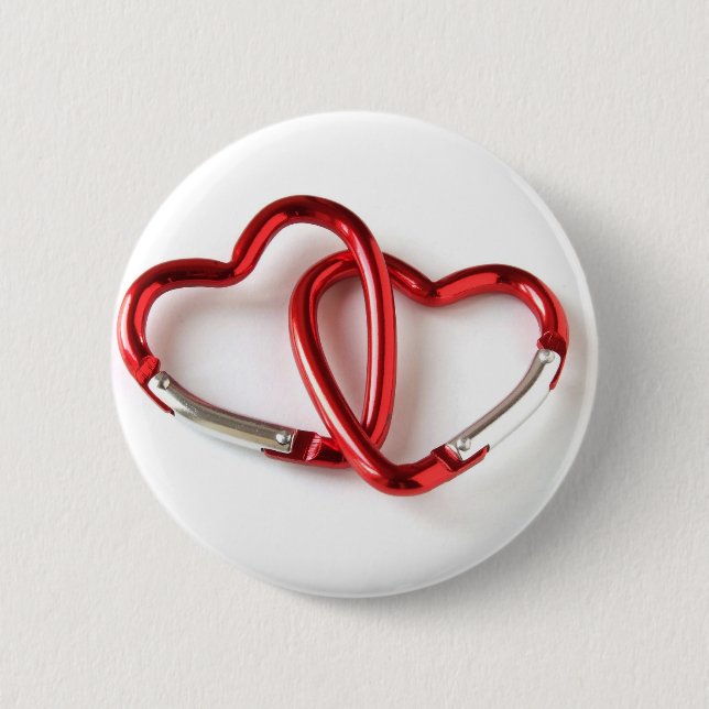 Badge Rond 5 Cm Carabiners enlacés de coeur (Devant)