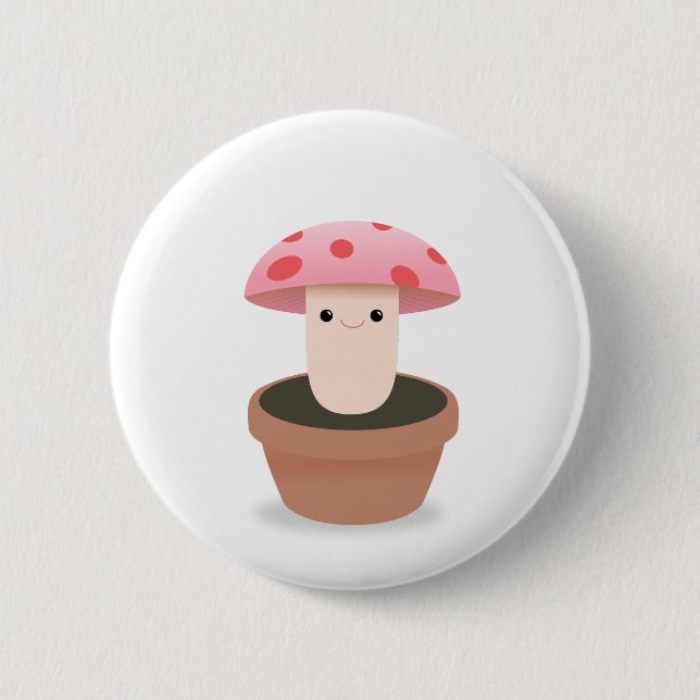 Badge Rond 5 Cm Caractère de champignon (Devant)