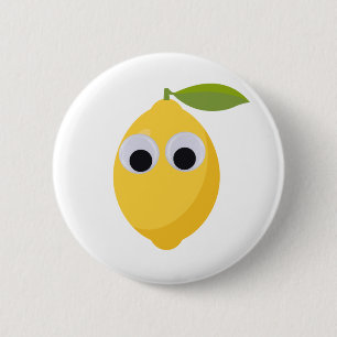 Badge Rond 5 Cm Caractère de citron, fruit doux aux yeux de googne
