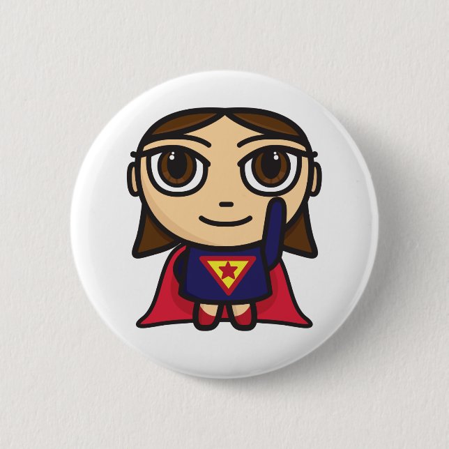 Badge Rond 5 Cm Caractère de fille de superhéros (Devant)