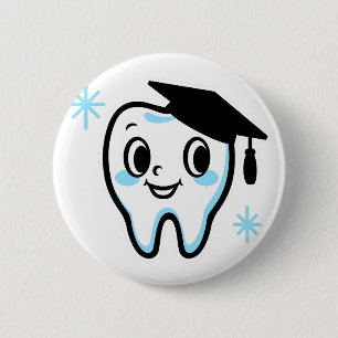 Badge Rond 5 Cm Caractère mignon de dent portant un mortier