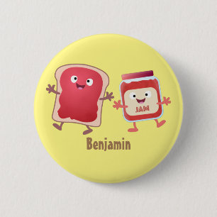 Badge Rond 5 Cm Caractères de dessins animés sur le pain et la con