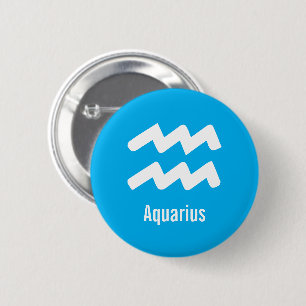 Badge Rond 5 Cm Caractères du Zodiaque Verseau Astrologie Minimali