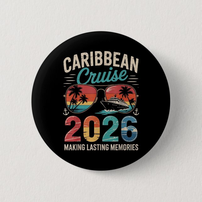 Badge Rond 5 Cm Caraibes Croisière 2026 Voyage Vacation Correspond (Devant)