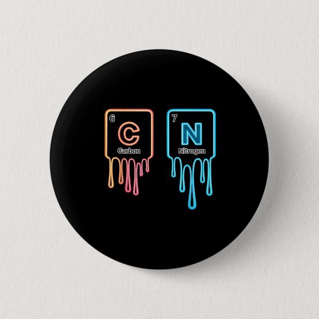 Badge Rond 5 Cm Carbon Nitrogen Science Design Fun Chemistry Lover (Devant)