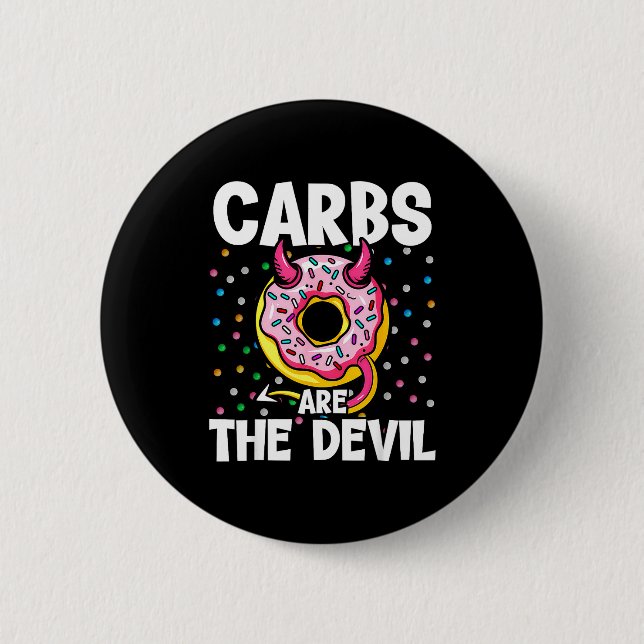 Badge Rond 5 Cm Carbs Are The Devil Funny Donut Diet New Year's Re (Devant)