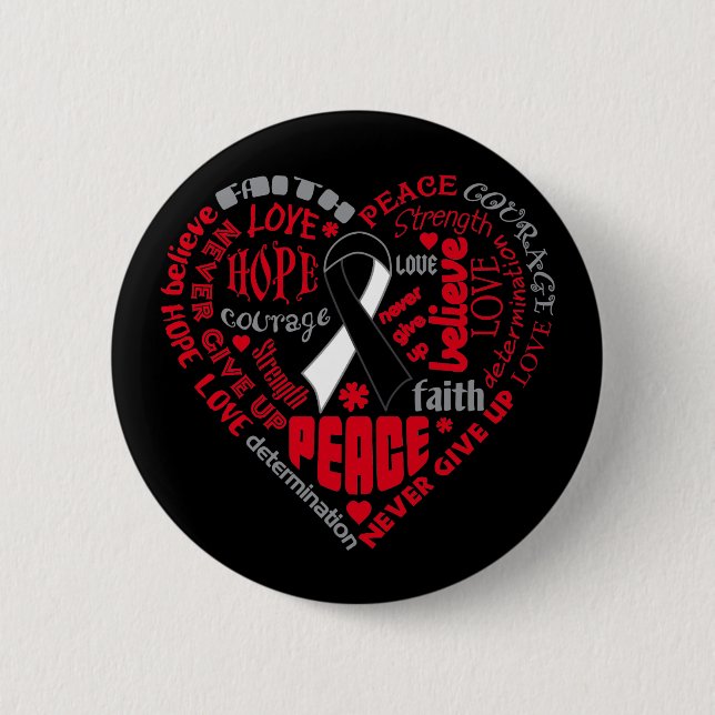 Badge Rond 5 Cm Carcinoïde Cancer Sensibilisation Mots du coeur (Devant)