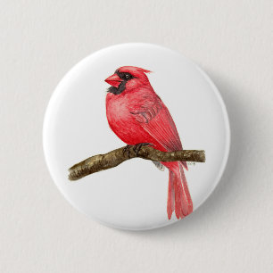 Badge Rond 5 Cm Cardinal bird watercolor