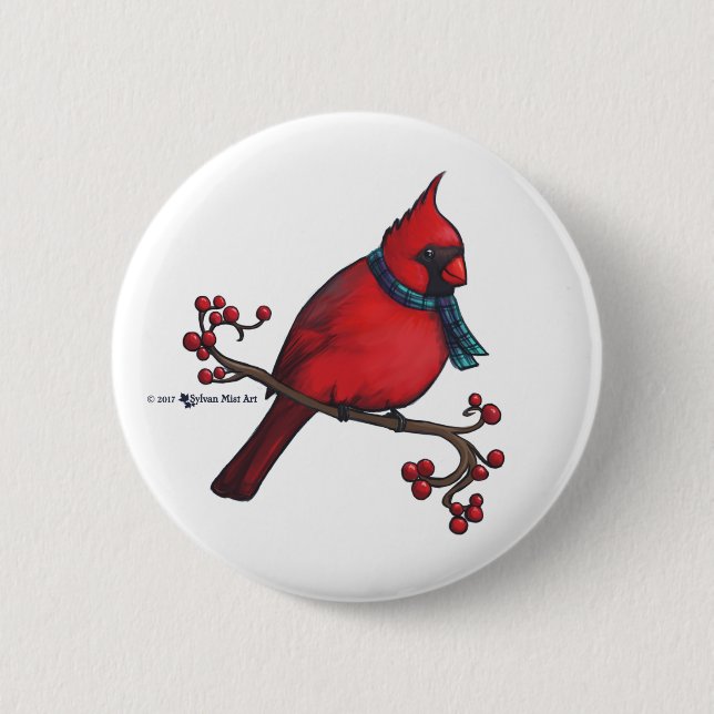 Badge Rond 5 Cm Cardinal de Noël (Devant)
