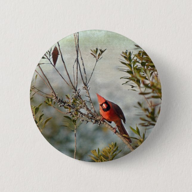 Badge Rond 5 Cm Cardinal de Wax Myrtle (Devant)