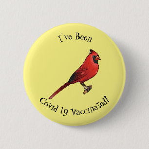 Badge Rond 5 Cm Cardinal du Nord dessin animé d'oiseau