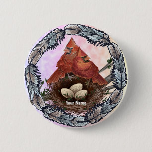 Badge Rond 5 Cm Cardinal Nest