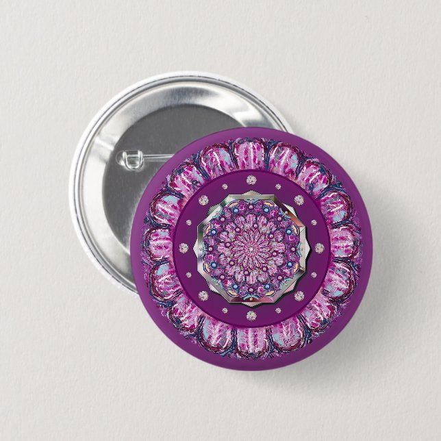 Badge Rond 5 Cm Cardinal Red Rosace (Devant & derrière)