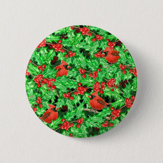 Badge Rond 5 Cm Cardinaux et baies sèches (Devant)
