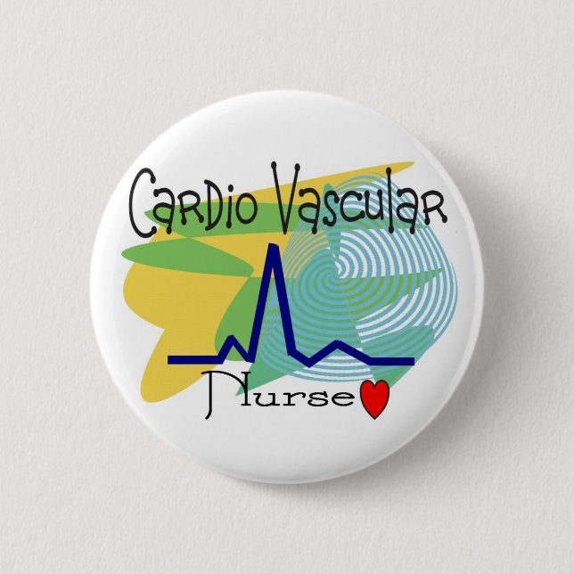 Badge Rond 5 Cm Cardio- T-shirts VASCULAIRE d'INFIRMIÈRE (Devant)