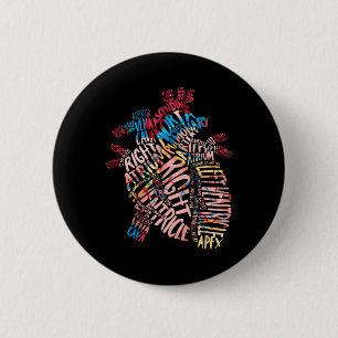 Badge Rond 5 Cm Cardiologie cardiaque humaine anatomique Cardiolog