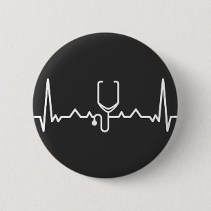 Badge Rond 5 Cm Cardiologiste avec ECG