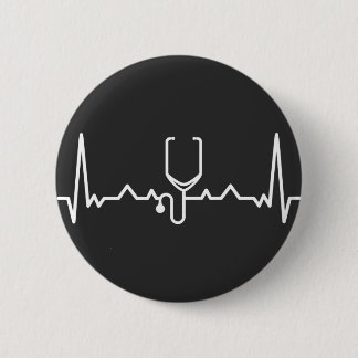 Badge Rond 5 Cm Cardiologiste avec ECG
