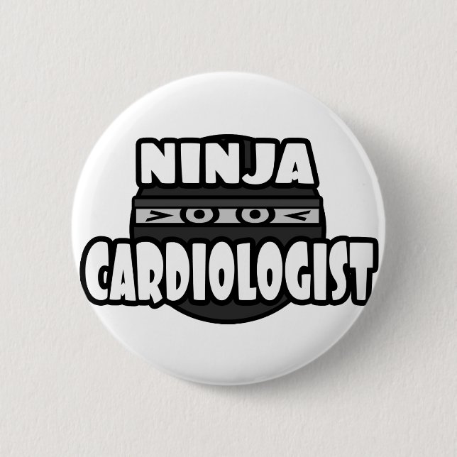 Badge Rond 5 Cm Cardiologue Ninja (Devant)