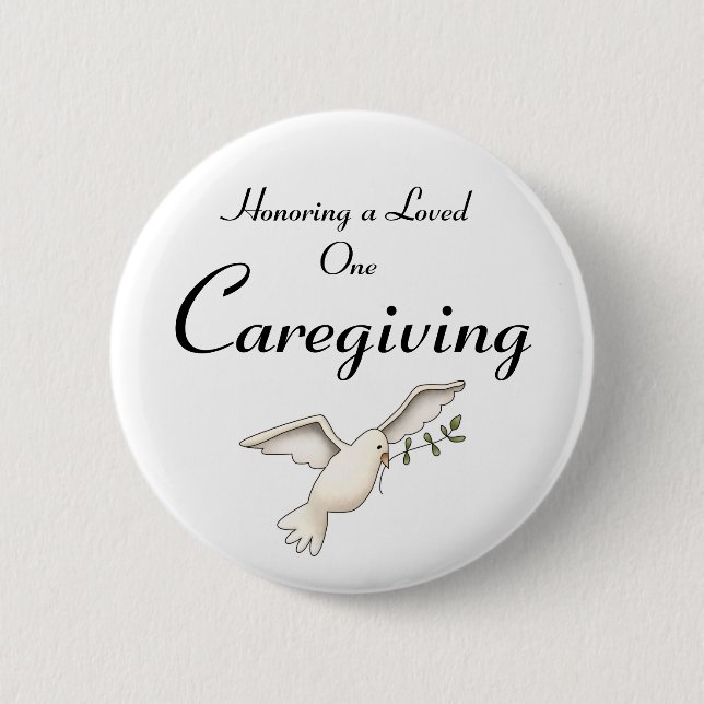 Badge Rond 5 Cm Caregiving, honorant aimé (Devant)