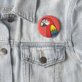 Badge Rond 5 Cm Caricature à carlet Macaw Parrot Bird (En situation)
