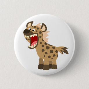Badge Rond 5 Cm Caricature affamée Hyena