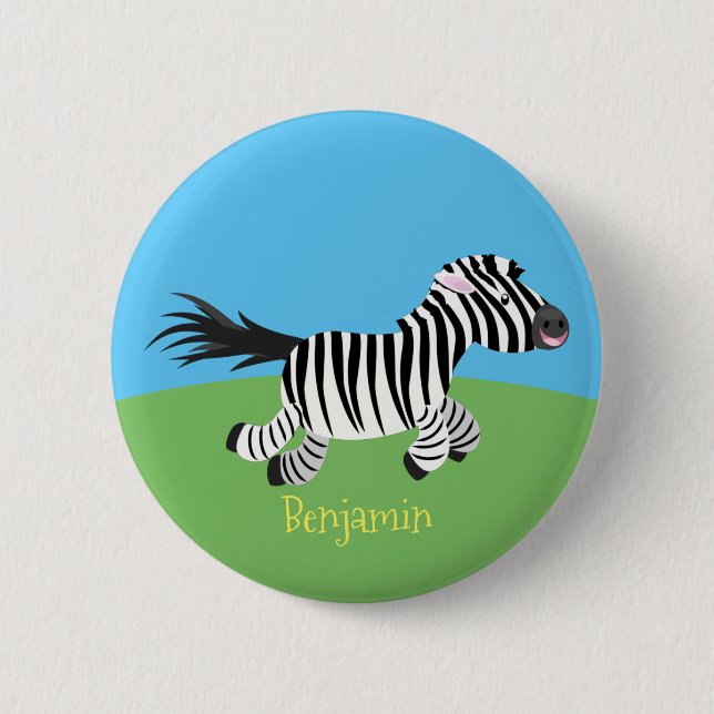 Badge Rond 5 Cm Caricature amusante de zèbre (Devant)
