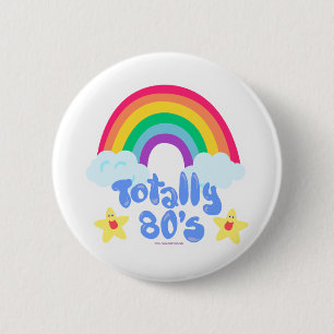Badge Rond 5 Cm Caricature amusante des années 80 Rainbow Kawaii