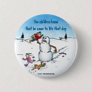 Badge Rond 5 Cm Caricature amusante du tueur Snowman