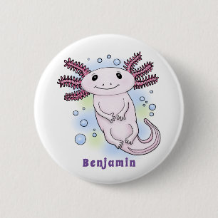 Badge Rond 5 Cm Caricature axolotl rose adorable