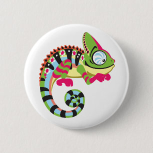 Badge Rond 5 Cm caricature caméléon