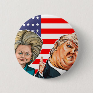 Badge Rond 5 Cm Caricature d'atout et de Hillary