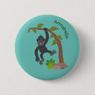 Badge Rond 5 Cm Caricature de bébé gorille joyeux