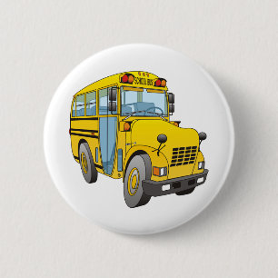 Badge Rond 5 Cm Caricature de bus scolaire