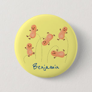 Badge Rond 5 Cm Caricature de cacahuètes joyeux sautillant