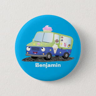 Badge Rond 5 Cm Caricature de camion de glace joli