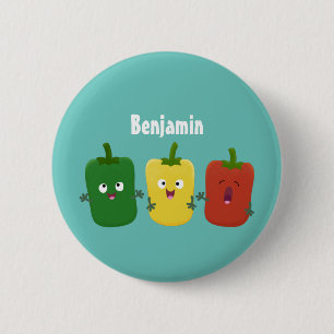Badge Rond 5 Cm Caricature de chant trio capsicum poivre clair