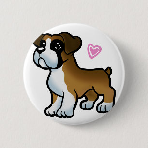 Badge Rond 5 Cm Caricature de chiot de boxe allemande  choisir la 