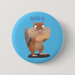 Badge Rond 5 Cm Caricature de chipmunk à grosses joues mignonnes